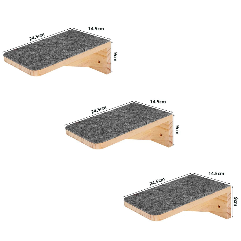 Cat Wall Wooden Climbing Bridge or Cat Hammock and Jumping Platform with Scratching Post Stairway Ladder for Cats Play