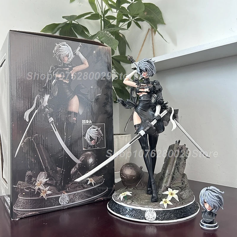 48cm NieR:Automata 2B YoRHa Sexy Anime Figure 2b No.2 Type A Type B Figure 33cm Two Head Figurine Action Figure Adult Model Toys