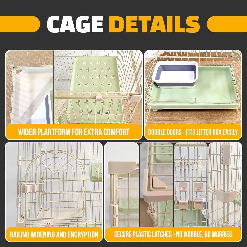 Cat Cages Indoor with Litter Box Included, 28.15 L x 18.5 W x 51.6 H, Large Indoor Cat Cage with 2 Opened Doors for Easy Litter