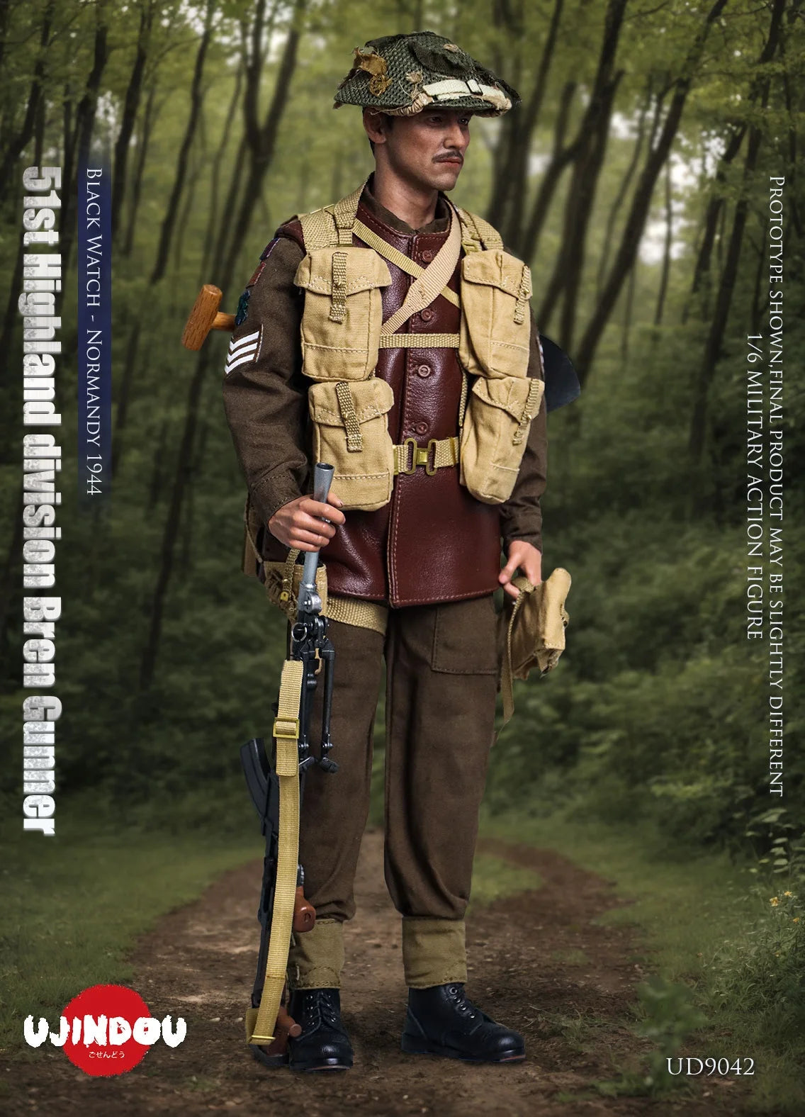 UJINDOU UD9042 1/6 WWII 51st Highland division Bren Gunner Action Figure Model