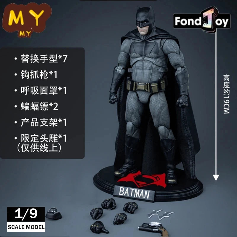 Original Fondjoy BVS Batman Figure 1/9 DC Justice League Figures Big Ben Batman Figurine With 2 Head PVC Joint Movable Kid Toy