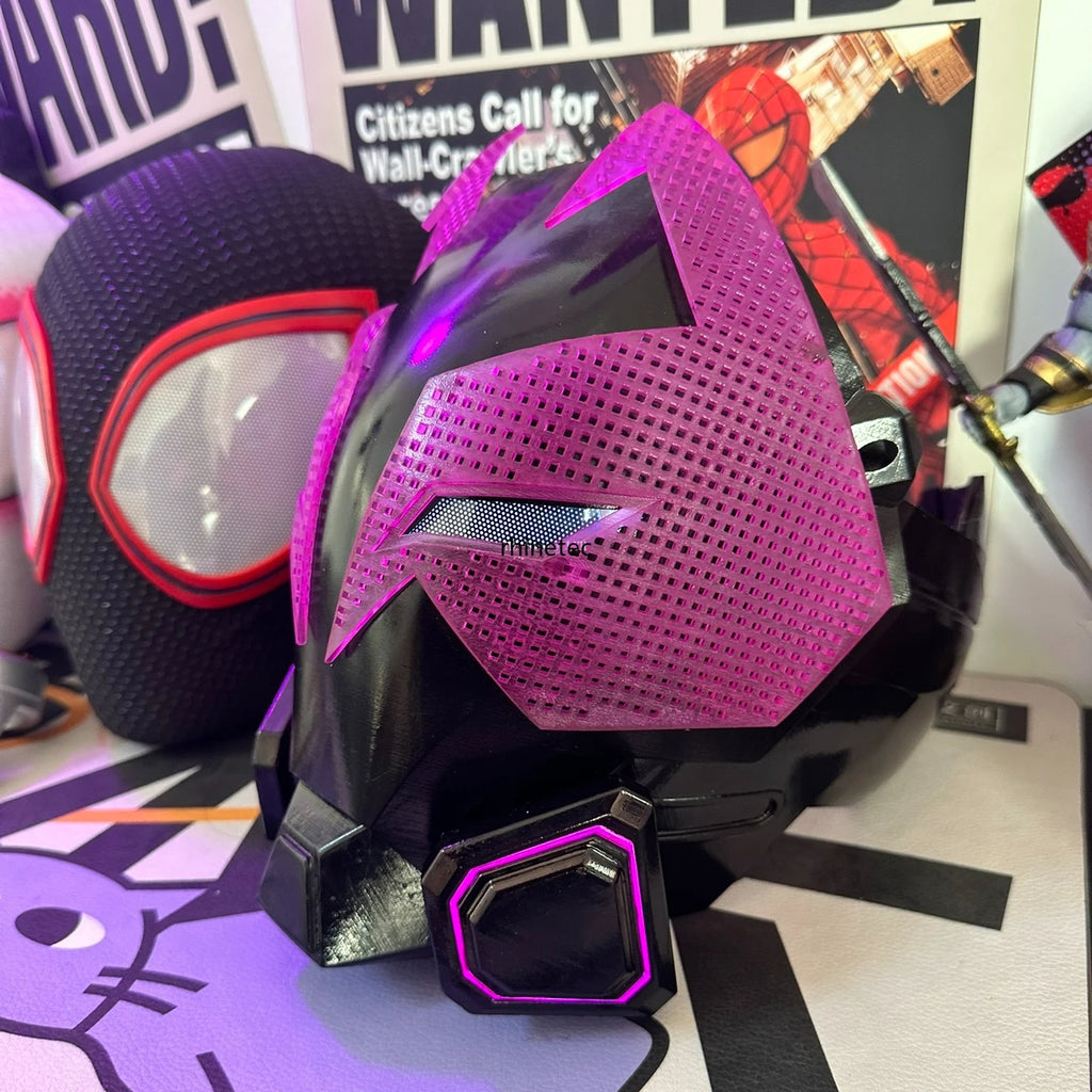 Earth-42 Miles Mask with Light Eyes Spider-Man: Across The Spider-Verse Prowler-Miles Cos Masks Halloween Cosplay Helmet Gift