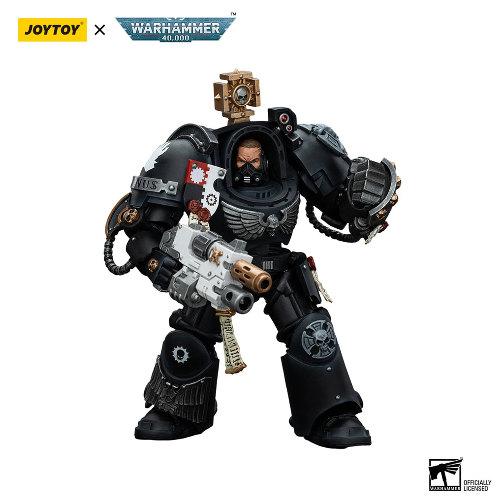 JOYTOY Warhammer 40K 1/18 Scale Action Figure - Iron Hands Terminator Captain with Interchangeable Weapons & Display Base