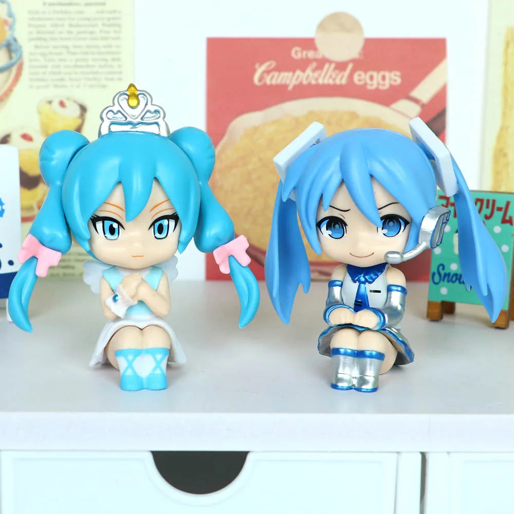 New 5pcs/set Hatsune Miku Q Version Sitting Posture Kawaii Birthday Gift Anime Girl Figures Super Cute Unique Kids Toys