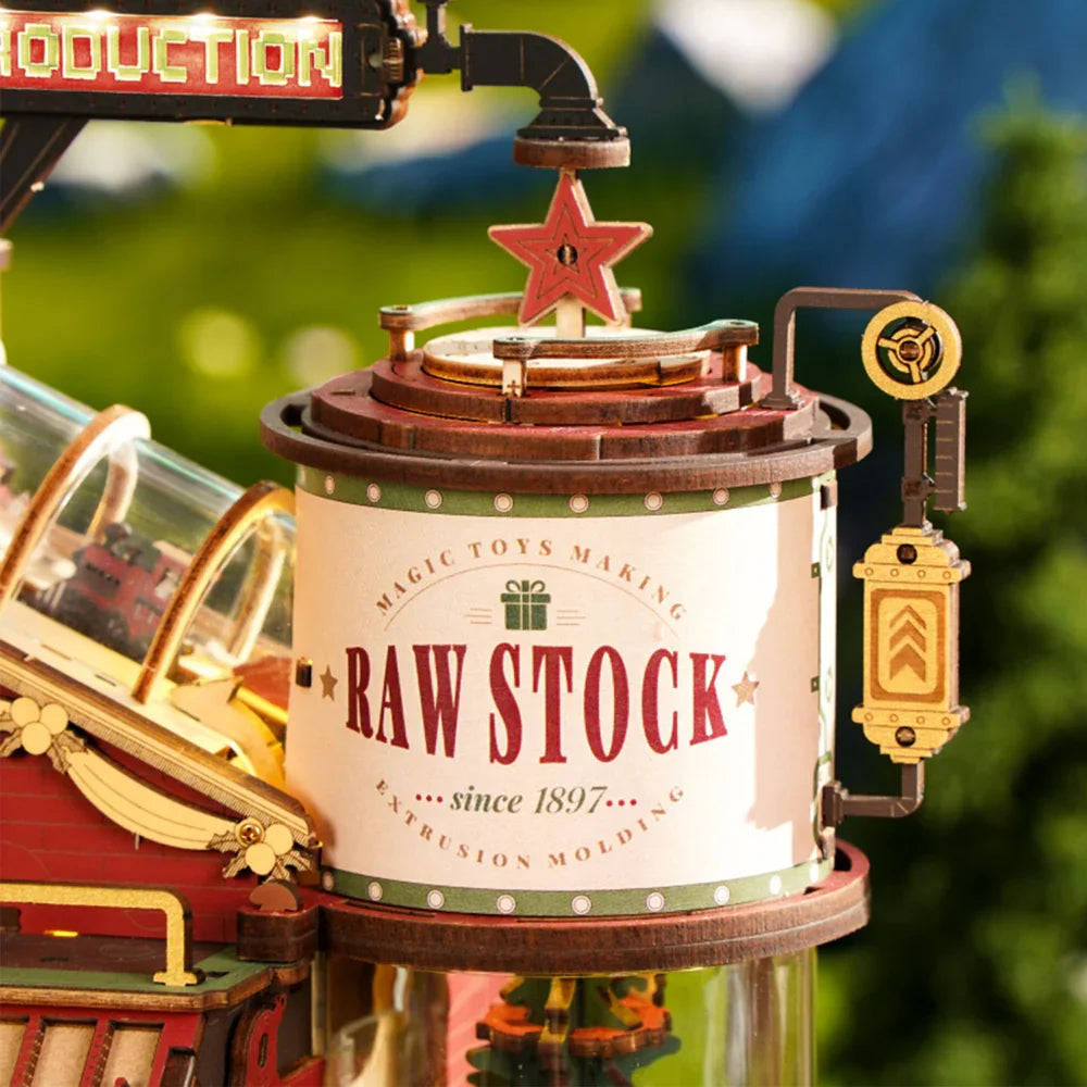 Robotime Rokr Dream Gift Factory 3D-Holzpuzzles, Holzspieluhr, Weihnachts-Holzmodellbausätze, Bauen Sie die besten Geschenke für Kinder und Erwachsene