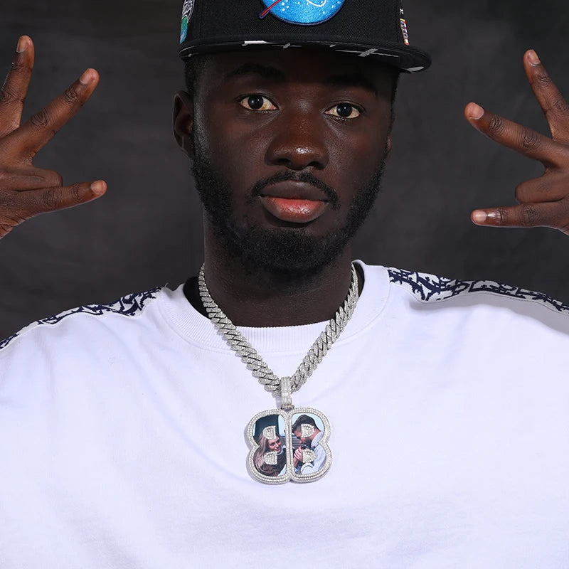 Custom Photo Pendant Necklace Men Hip Hop Jewelry Personalized Custom Moissanite Pendant Zircon Chains Gift