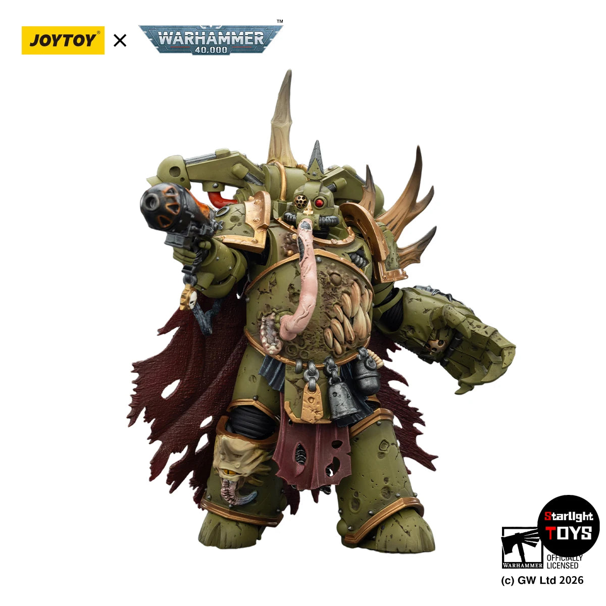 【Pre-sale】JOYTOY Warhammer 40K 1/18 Animation Figure Death Guard Plague Marine Champion with Plasma Pistol and Power Fist