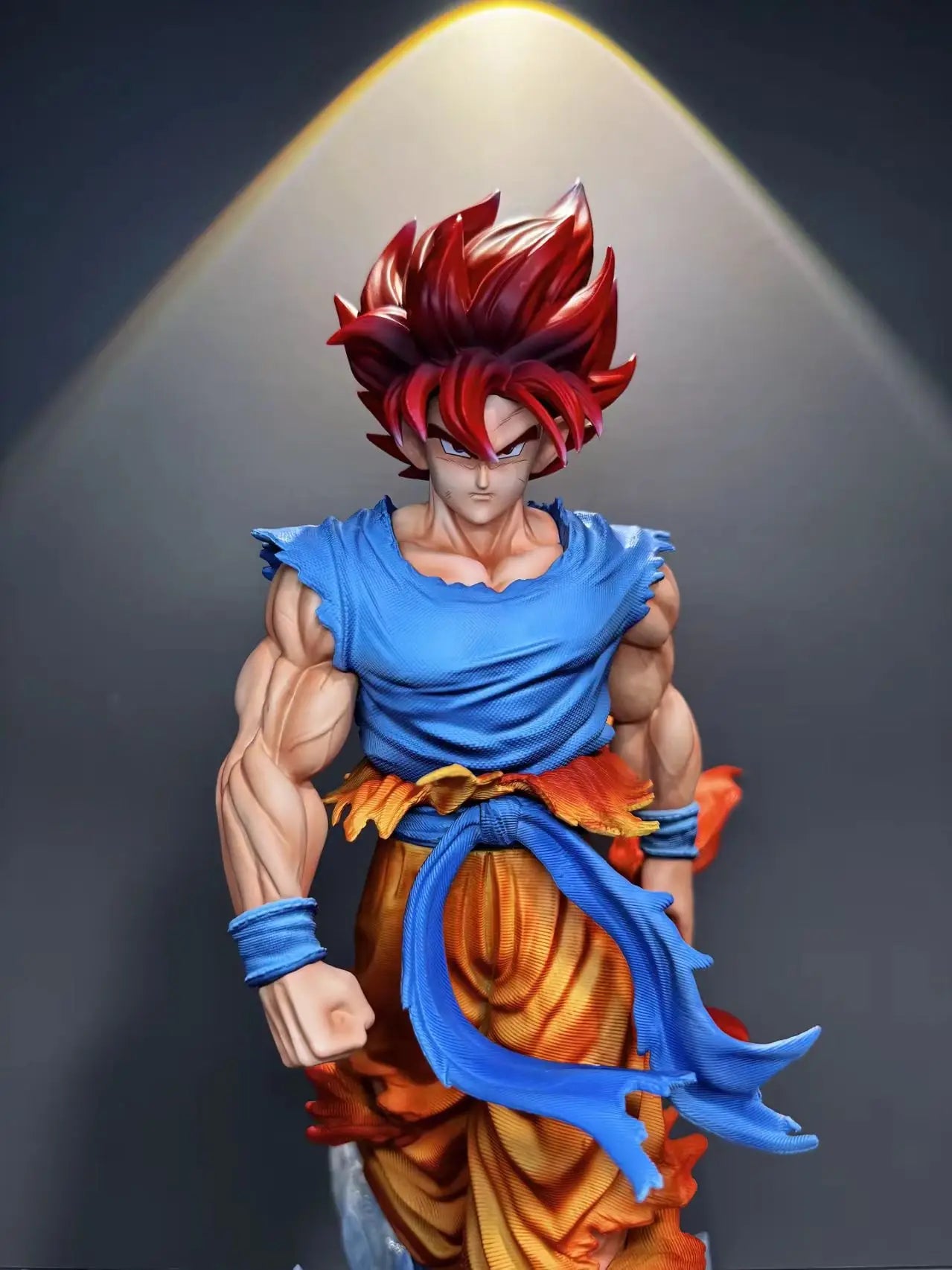 33cm/12.9inch JT Goku Statue Dragon Ball Z Super Saiyan Goku Figure Replace Head Led Base Gk Statue Collection Model Toy Gifts