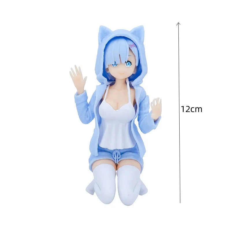 New15cm Anime beautiful girl Figure Pajamas Sitting cross legged on a chair PVC Collection Model