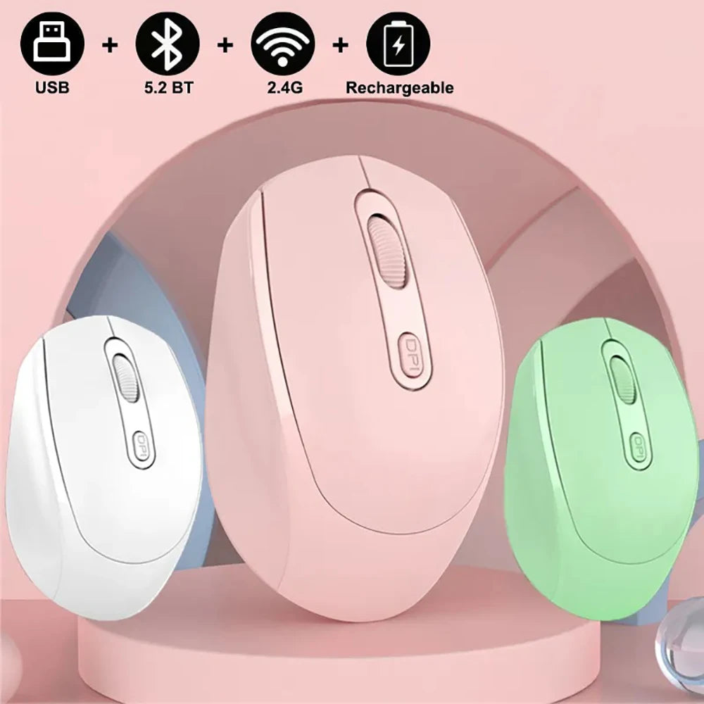 Kabellose, leise Maus, geeignet für E-Sport-Spiele im Geschäftsbüro, Bluetooth 5.2, 2.4G, Dual-Modus-Mäuse, ergonomische, wiederaufladbare Maus