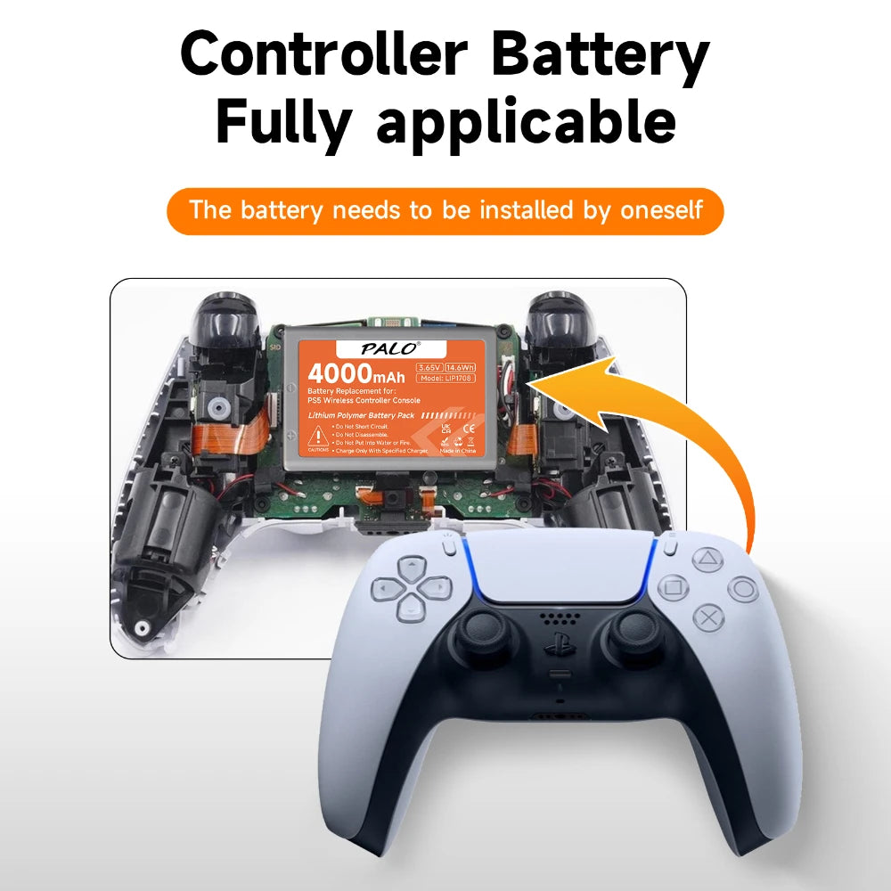 4000mAh PS5 PS 5 Wireless Controller Akku für Sony Playstation 5 LIP1708 Dualsense Gamepad Controller CFI-ZCT1W CFI-ZCT1J