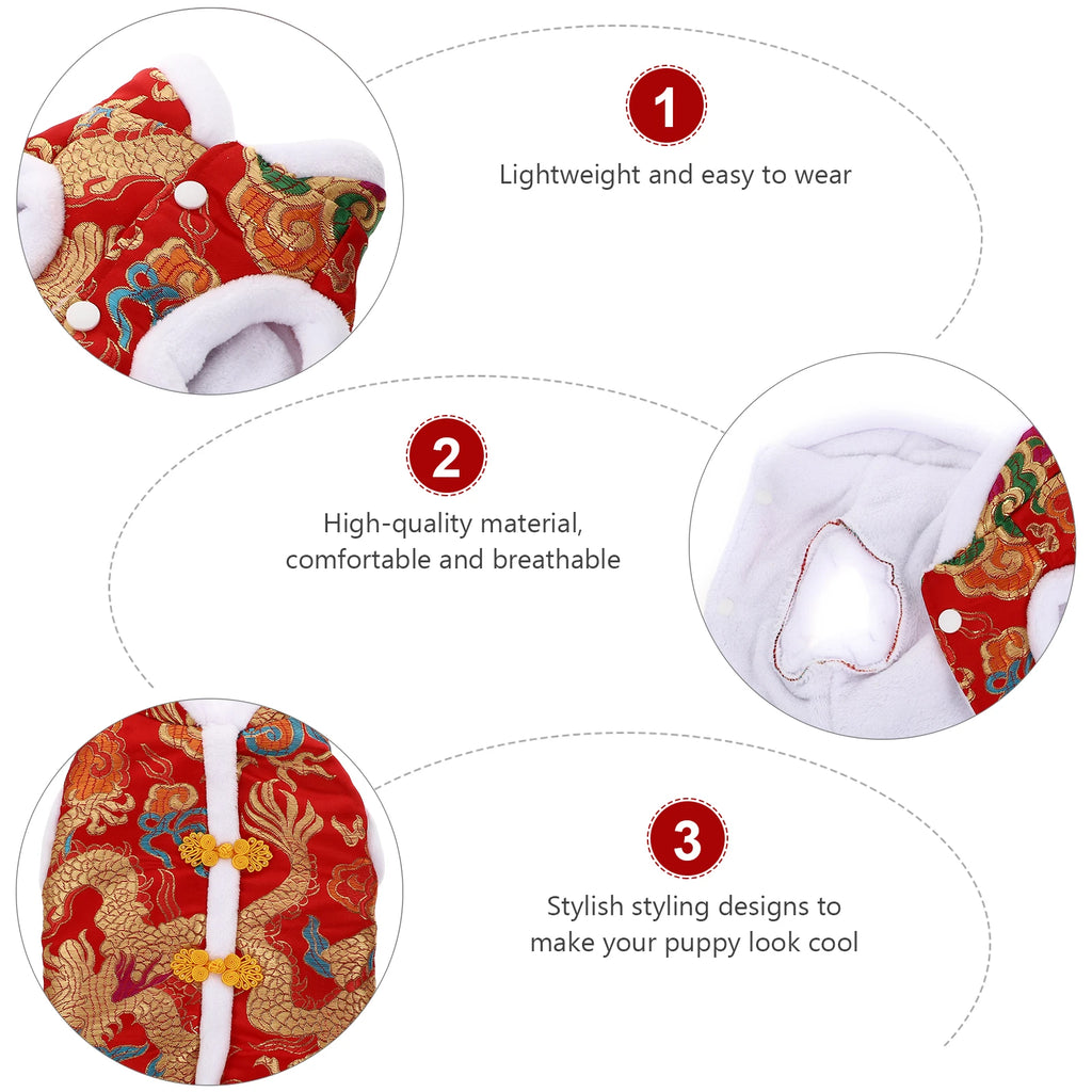 Bekleidung Hund Lunar New Year Outfit Mäntel Haustier Kleidung Katze Kleidung Chinnese Rot Warm