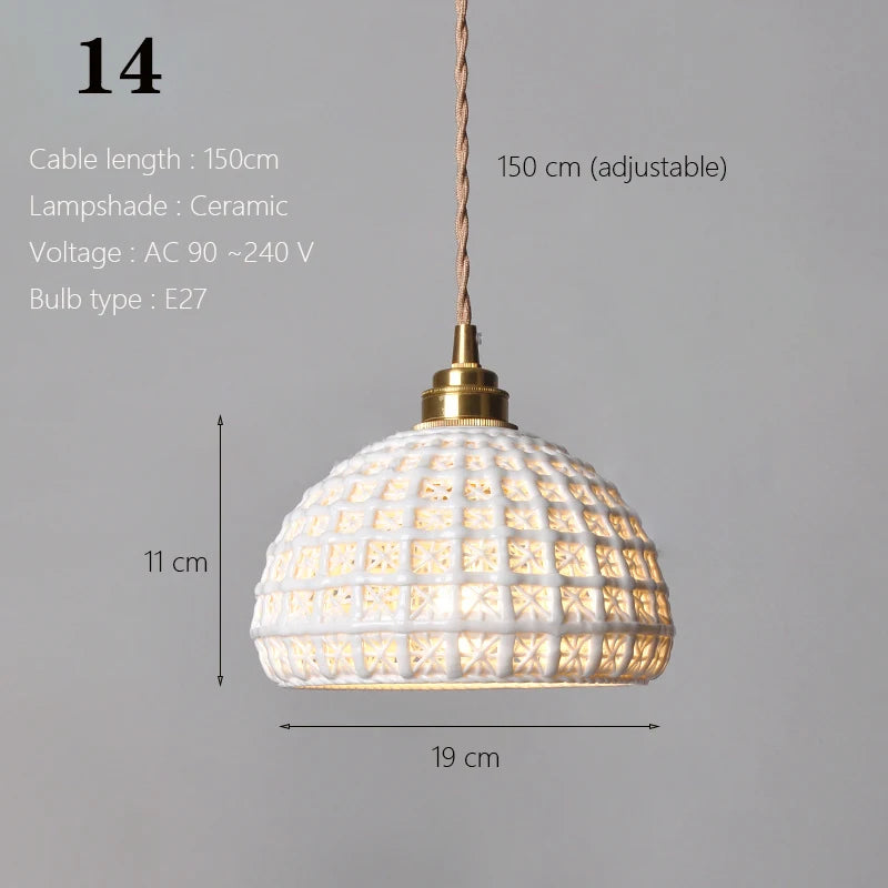 Japanese Ceramic Pendant Lights Scandinavian Light Luxury Pendant Lamp for Living Room Bedroom Dinning Room Kitchen Island