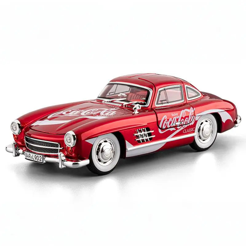 1:24 Benz 300SL Coca Cola Pepsi Cola Classic Vintage Car Alloy Diecast Model Car Sound And Light Pull Back Collection Hobby Gift