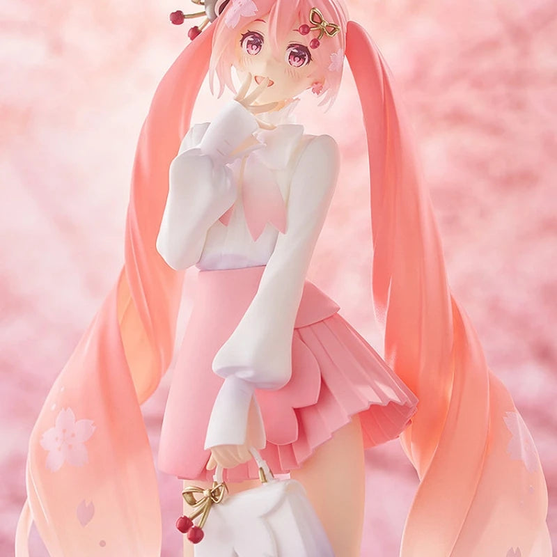 Genuine Gsc Hatsune Miku Smile Value 2025 Pop Up Parade Sakura Miku Anime Figure Collect Model Desktop Decoration Birthday Gift