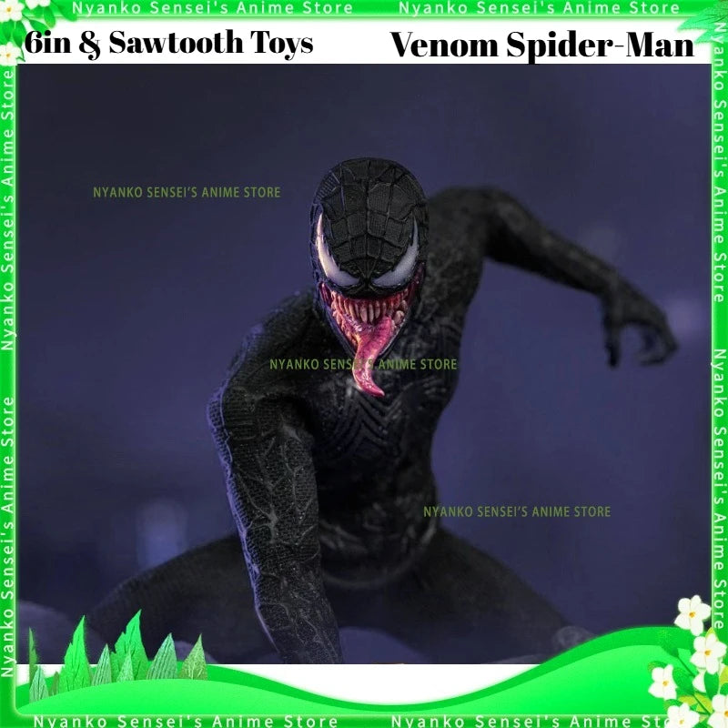 In Stock 6in & Sawtooth Toys Venom Spider-Man Symbiotic Variant 1/12 Action Figure Anime Model Trendy Toy Gift Collectibles