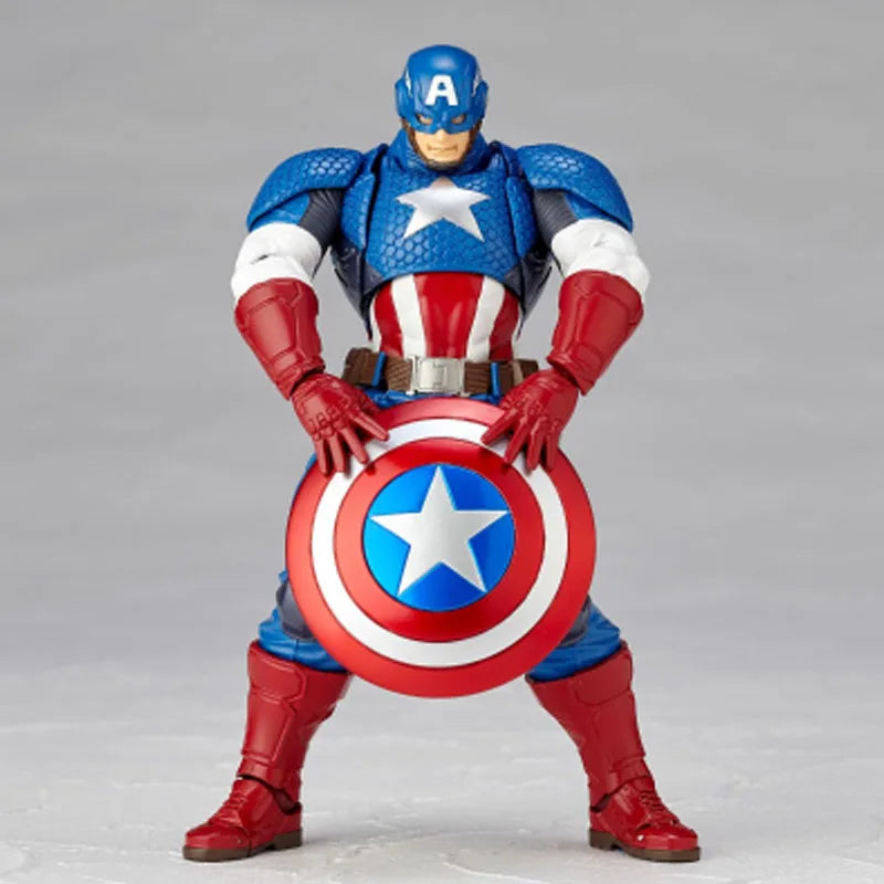 KAIYODO Genuine Amazing Yamaguchi Anime Figure Captain America Action Figure Toys for Boys Kids Gift Collectible Model Ornaments