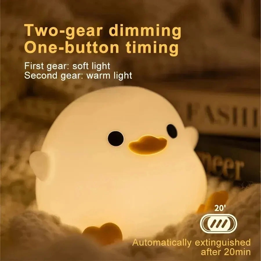 DoDo Duck Silicone LED Bedside Lamp Night Light Cute Duck Dimmable Nursery Nightlight Rechargeable Baby Bedrooms Decoration