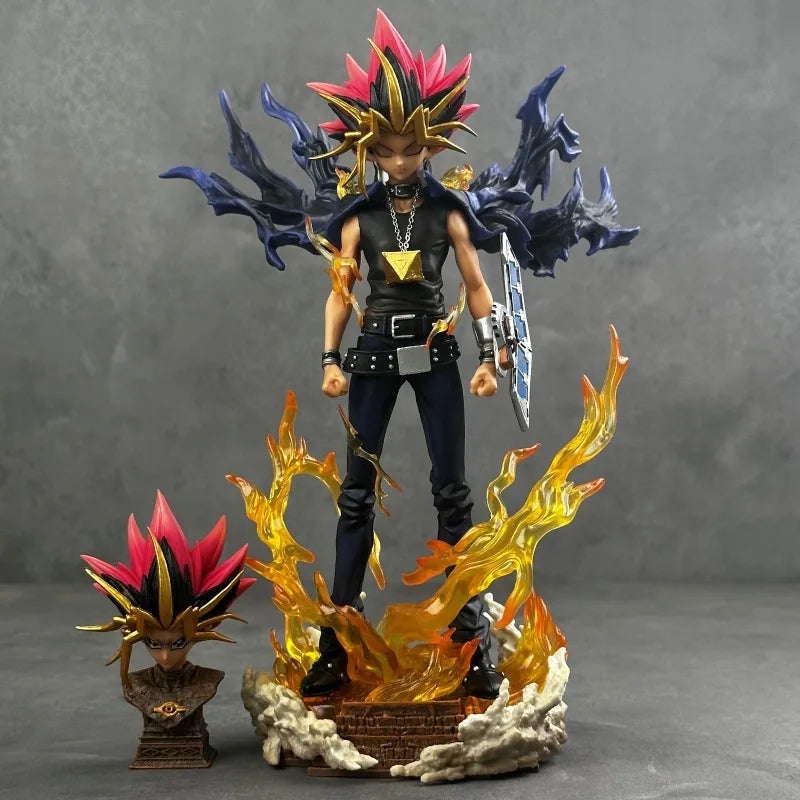 28cm Duel Monsters Anime Figure Gk Yugi Muto Figures 2 Heads Pvc Anime Statue Model Collectible Decoration Toys Christmas Gifts