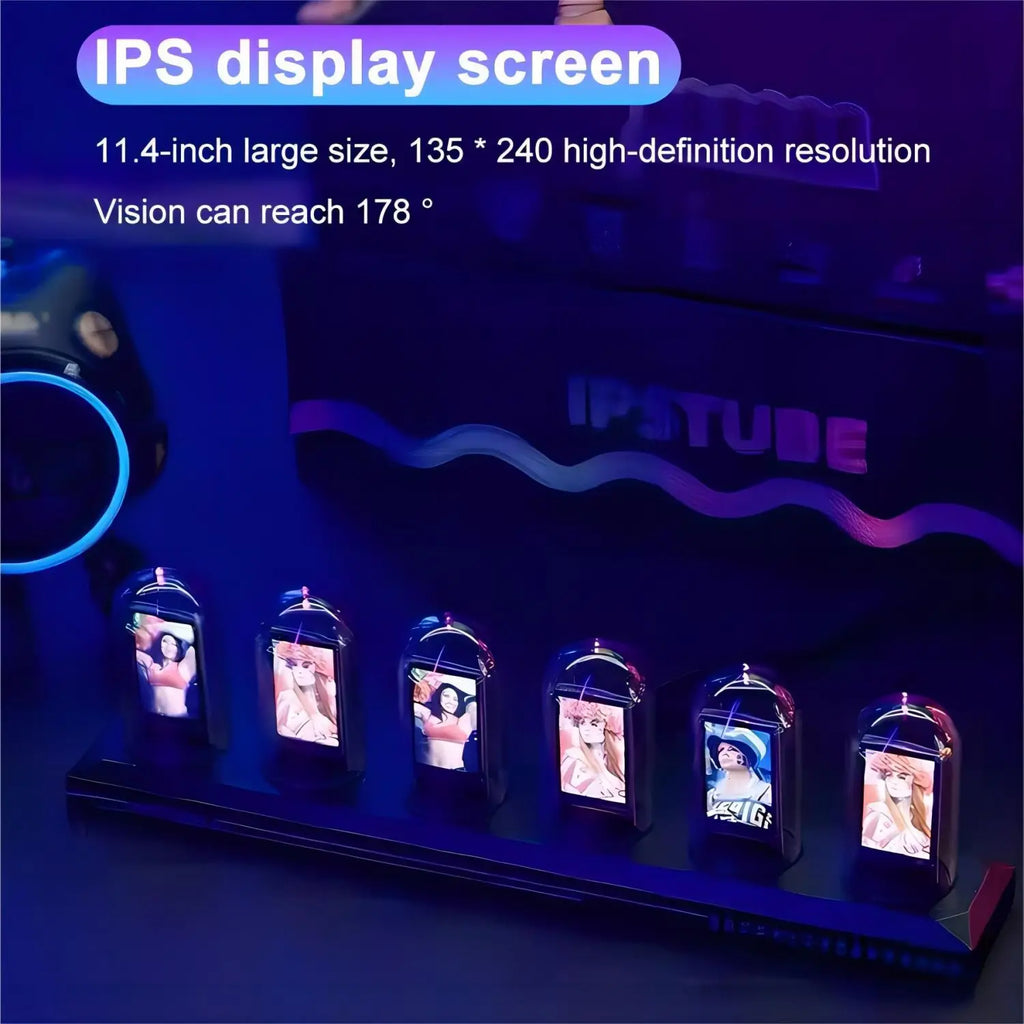 Nixie Tube Clock Night Light IPS RGB Glow Color App Control DIY Screen Digital Tube Clock For Bedroom