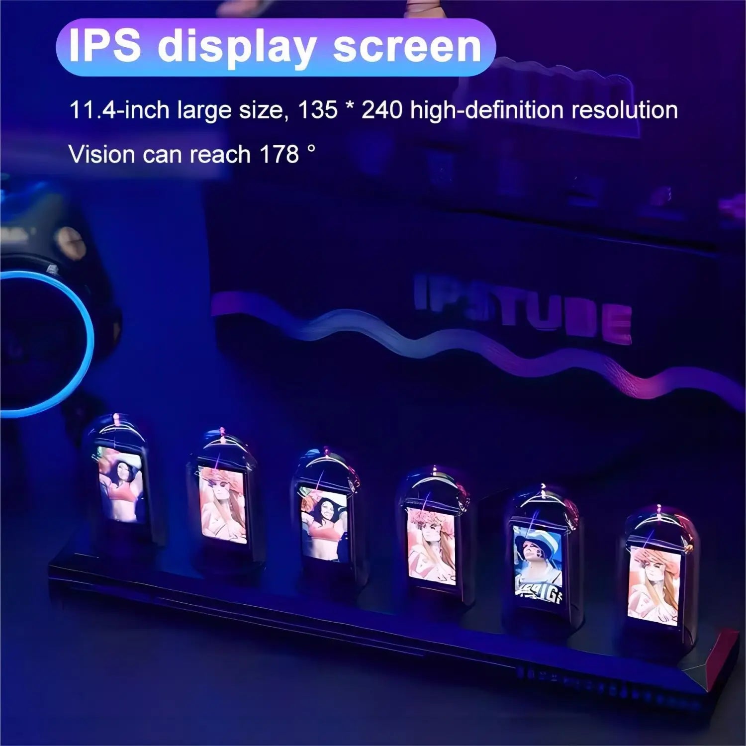 Nixie Tube Clock Night Light IPS RGB Glow Color App Control DIY Screen Digital Tube Clock For Bedroom