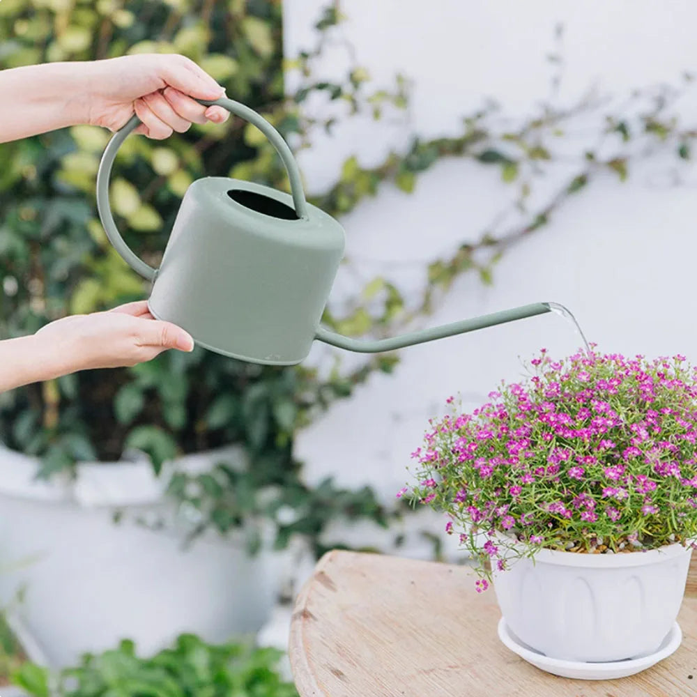 Long Spout  Leakproof Watering Can Stainless Steel Large Capacity Watering Pot 1.3L Comfortable Long Spout Watering Can Set