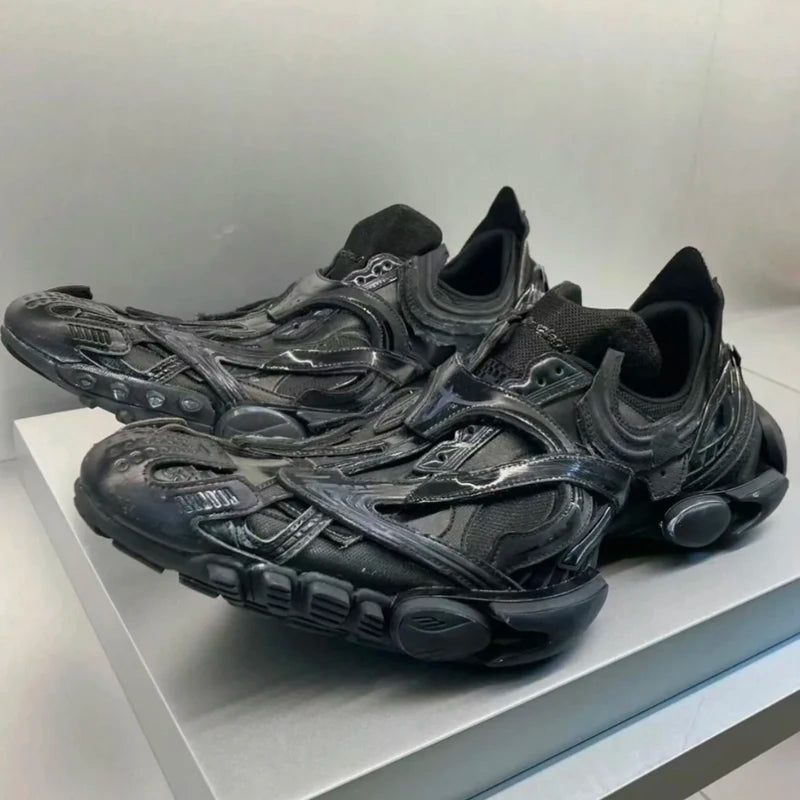 Sneaker mit dicker Sohle für Damen und Herren, atmungsaktive Laufstegschuhe, Unisex-Schnürschuhe, Freizeitschuhe für Herbst und Sommer