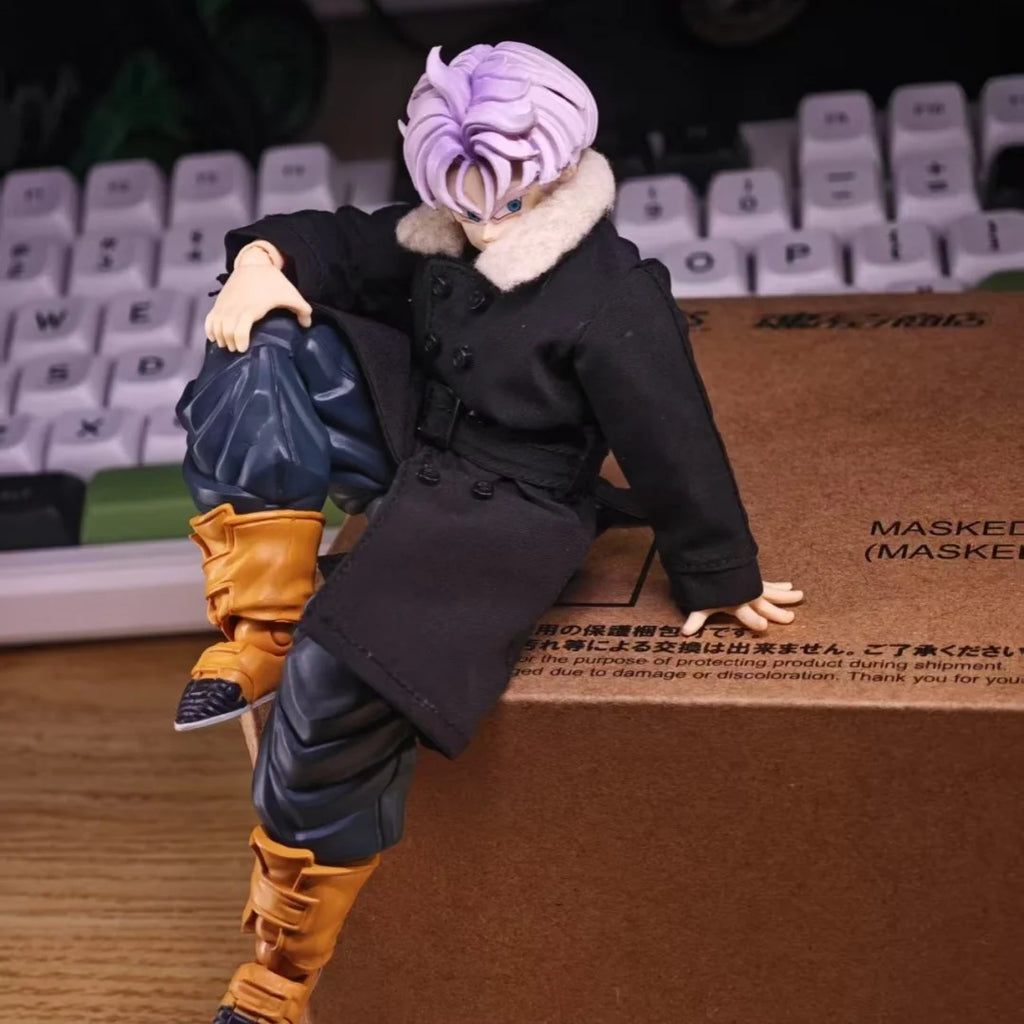 Dragon Ball Shf Anime Handmade clothes Torankusu Coat windbreaker fur Built In Iron Wire Is Suitable for 1/12 Toy