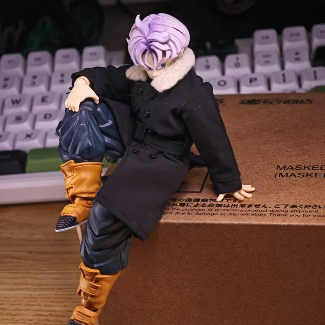 Dragon Ball Shf Anime Handmade clothes Torankusu Coat windbreaker fur Built In Iron Wire Is Suitable for 1/12 Toy