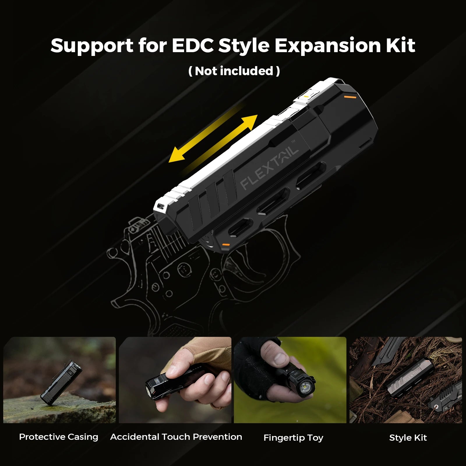 FLEXTAIL ZERO FLASHLIGHT - Тактическо фенерче с EDC калъф, до 1200 лумена, 7 режима на осветление, зареждане тип C, водоустойчивост IP67