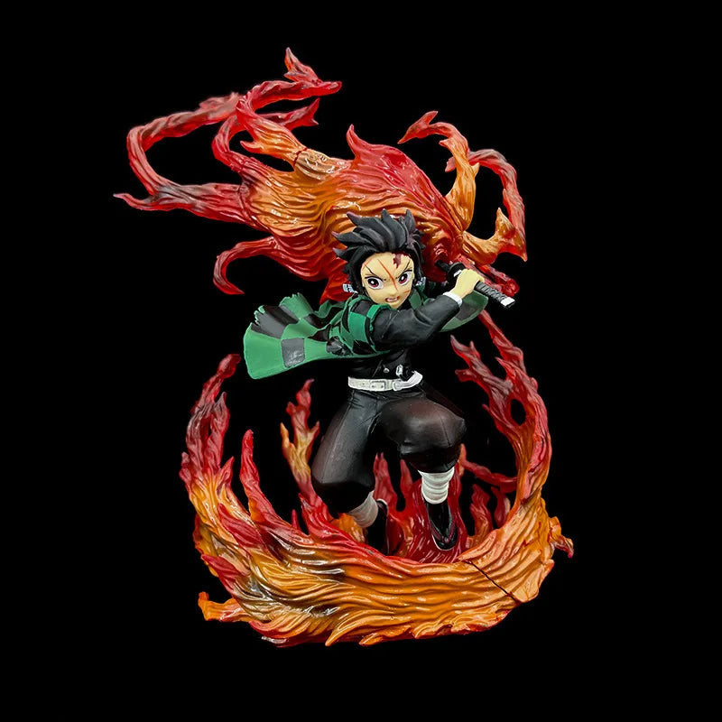 30cm Gk Statue Tanjirou Kamado Pvc Action Figure Fire Dragon Withled Light Anime Demon Slayer Kimetsu No Yaiba Toys Figuras
