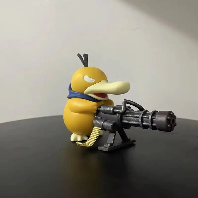 New Pokemon Serie Psyduck Gatling Gun Figure Toy Cute Duck Collection Creative Figurine Model Anime Peripheral Boys Gift
