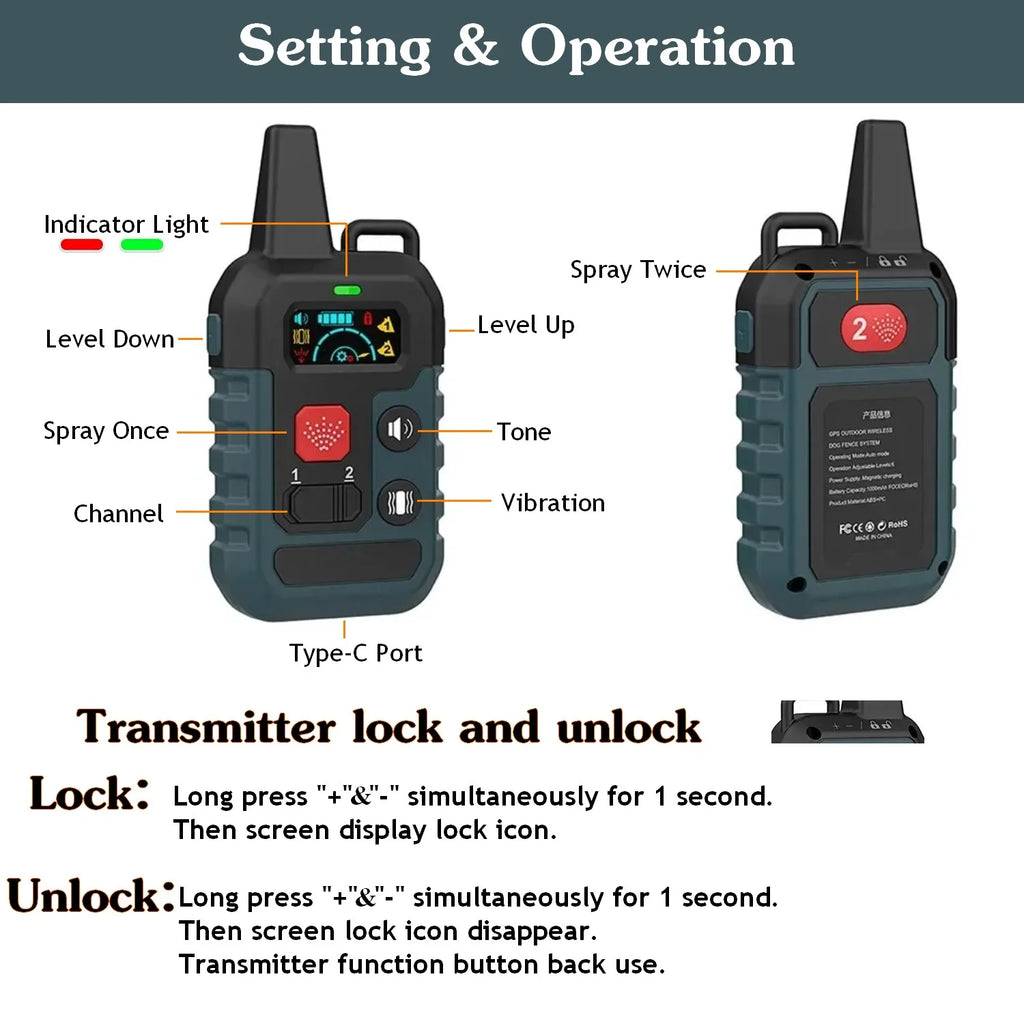 Ferngesteuertes Hundetrainingshalsband mit Sprühton und Vibrationsfunktion, 6 einstellbare Antibell-Stufen, professionelles, humanistisches Hundetrainingsgerät