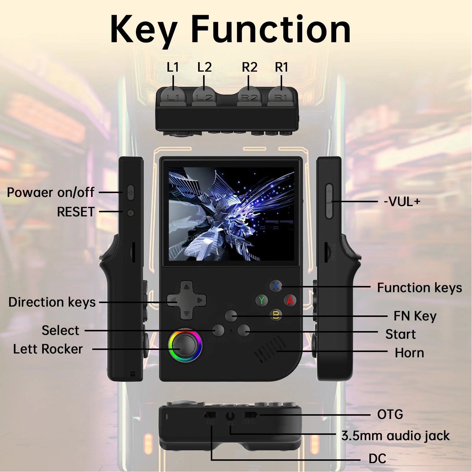 Handheld Retro Game Console Over 12 Simulators 3.5 Inch  Screen 3.5mm Headphone