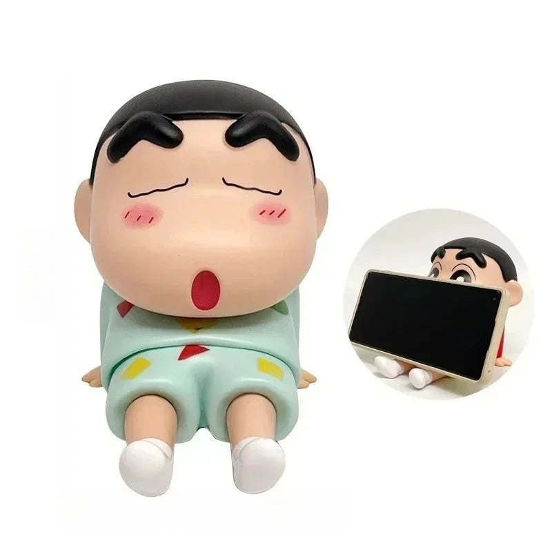 Crayon Shin-Chan Anime Figure Phone Holder Kawaii Desktop Ornaments Phone Support Mini GK Collection Decoration Toys Girls Gifts