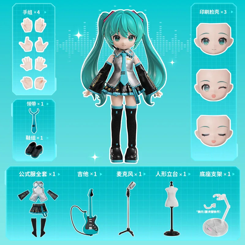 Q version Blokees Hatsune Miku Action Figure Joint Mobility Anime Assembly Figurine Toy Cartoon Cute Doll Collection Modle Gifts