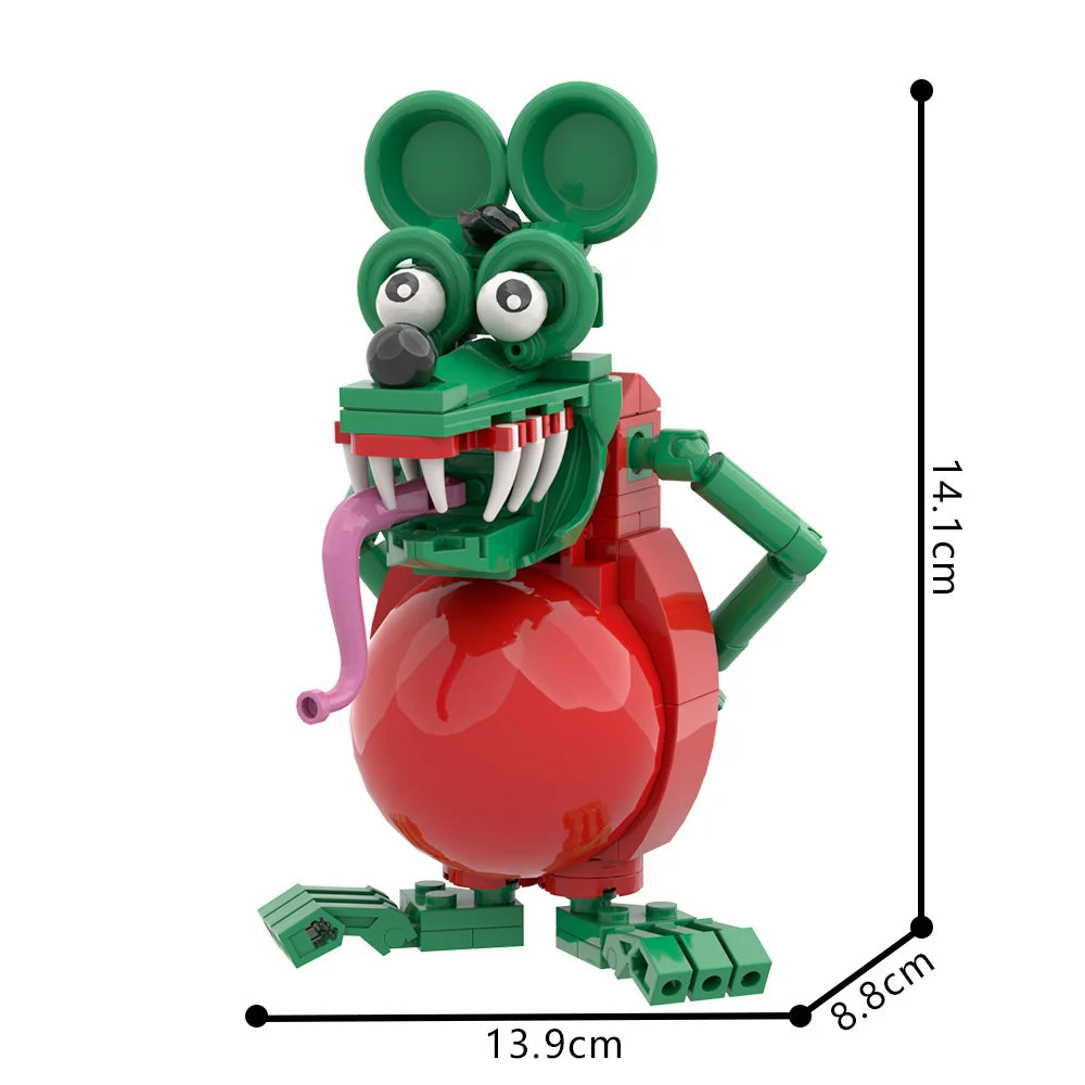 MOC Rat Fink Crazy Driver Building Blocks Set Unique Collectible Figure Vehicle Model Toy For Adult Gift