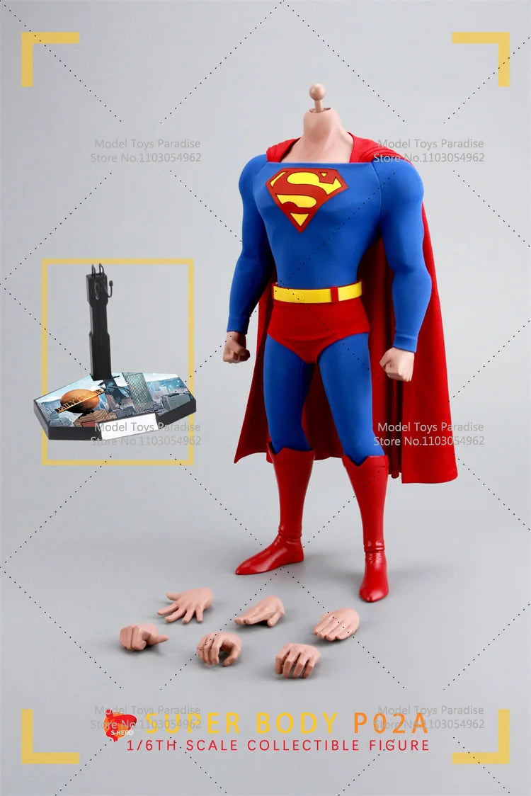 SHERO TOYS P01/P02 1/6 Soldier Anime Superman Hero Head Sculpt Body Doll Accessories Package Fit 12inch Action Figure Model