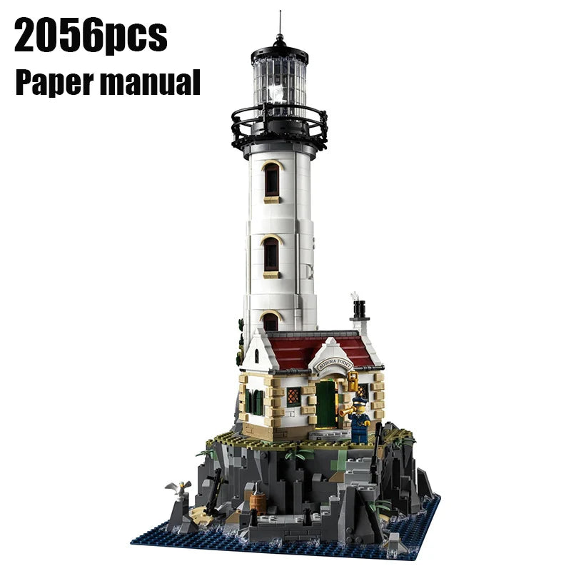 2056 Pieces Home Motorised Lighthouse Building Blocks Set Diy Room Decoration Tower Bricks Adults Birthday Gift Compatible 21335