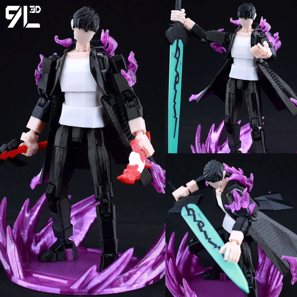 9L 3D-gedruckte Solo Leveling Sung Jin-Woo Lucky T13 Dummy 13 bewegliche Shapeshift-Actionfiguren Schaufensterpuppenspielzeug für Fans Geschenke