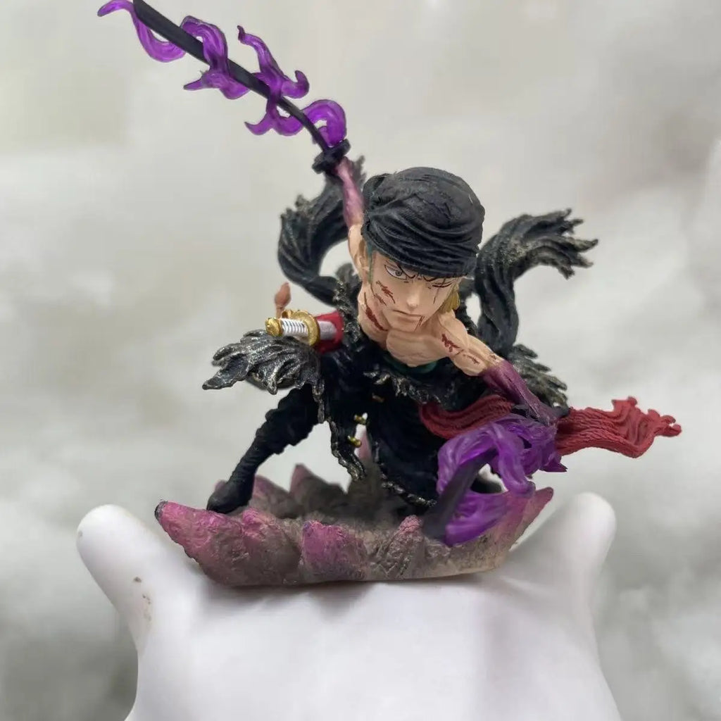 Anime One Piece Figuren Zoro Vollbeschichtung Q Version Gk Roronoa Zoro Actionfigur Modell PVC Puppensammlung Spielzeug Geschenk 8 cm