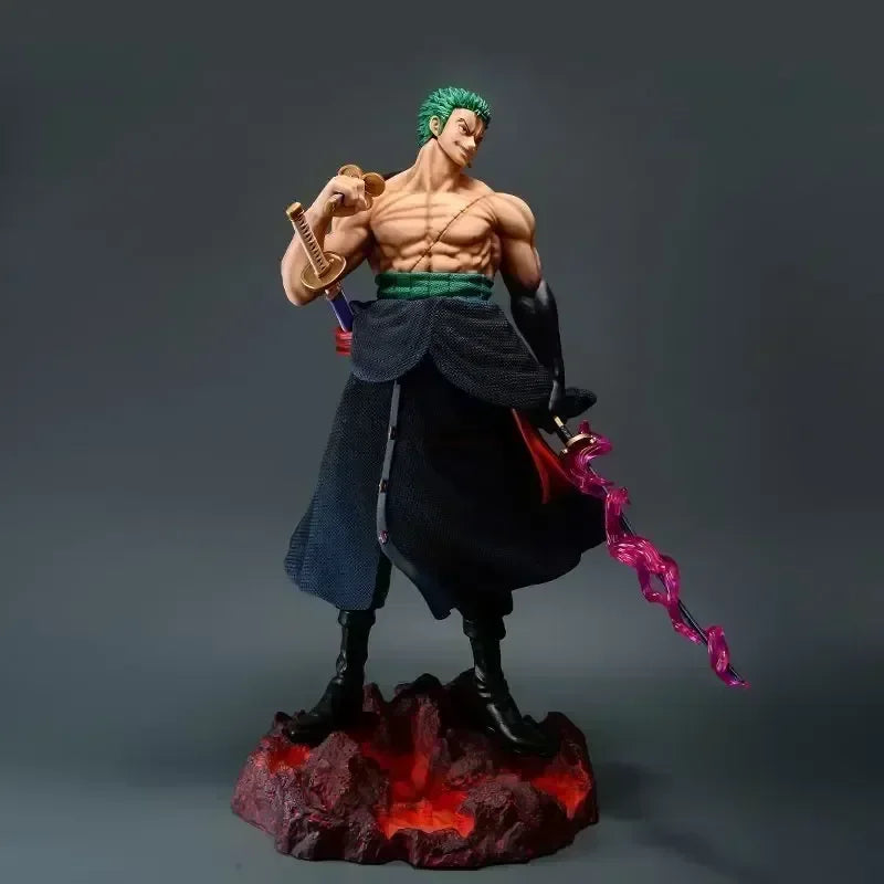 73 cm große Anime One Piece Roronoa Zoro Actionfigur aus PVC, Kampf-Statue, Roronoa Zoro Modell-Sammlerpuppe, Spielzeug für Jungen, Geschenk