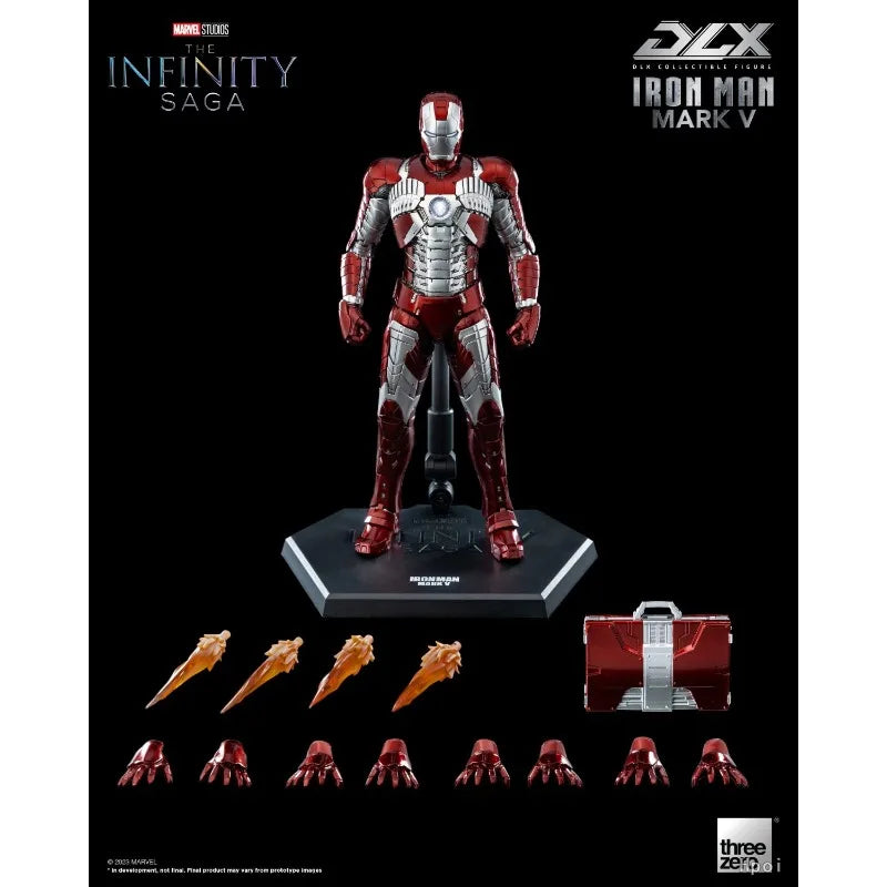 Original Threezero MARVEL THE INFINITY SAGA DLX Iron Man Mark 5 Anime Figure Model Toys
