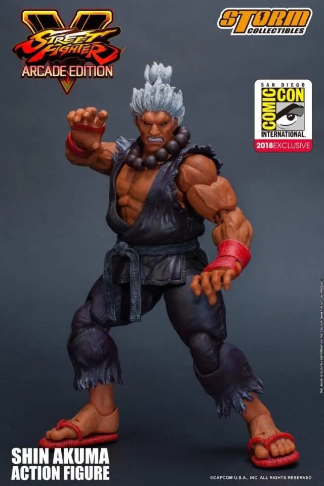 Original Storm Toys 1/12 SHIN AKUMA Street Fighter White Hair SDCC Limited Version Full Set 6" Action Figure Toy