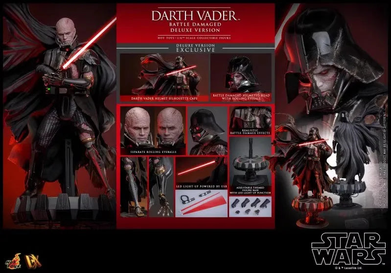 Genuine Hot Toys 1/6 Dx44 Dx45 Star Wars Darth Vader Battle Damage Edition Doll Decoration Surprise Birthday Gift