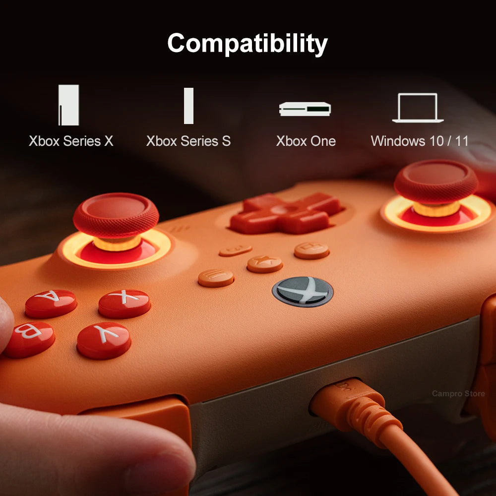 8BitDo Ultimate C Wired Controller for Xbox Series X S, Xbox One, PC Windows 10 11 with Hall Effect and RGB Lighting Fire Ring