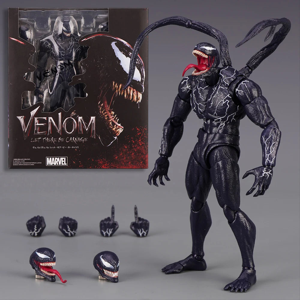 Venom AMAZING YAMAGUCHI Accessory Pack Wings Action Figure Joint Movable Change Face Statue Model Collectible kids for Toy Gift