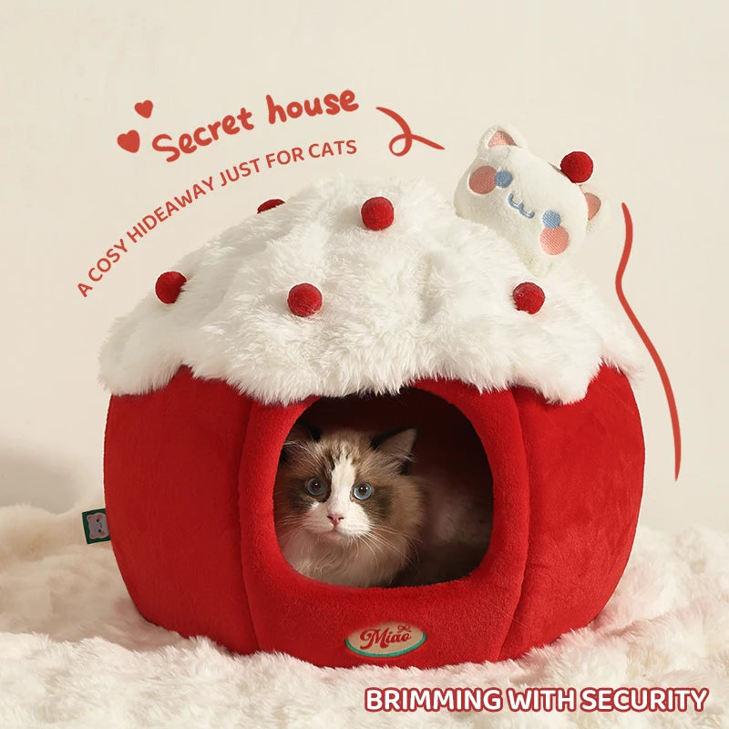 HOOPET Warm Cat House for Winter, Enclosed Kitty Tent with Large Space, Four-Season Safe & Cozy Sleeper, Eco-Friendly Pet Bed