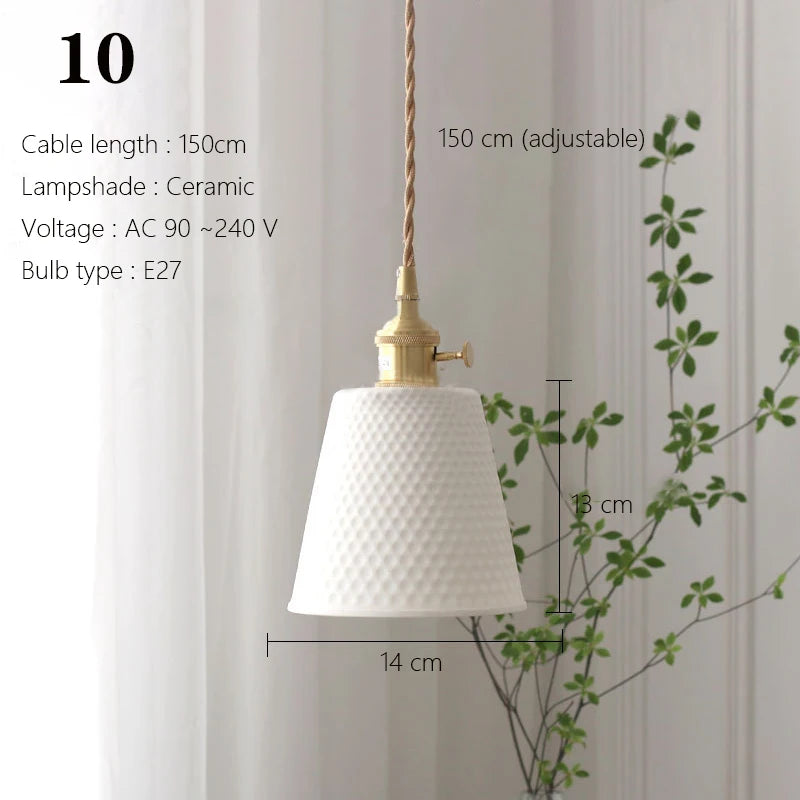Japanese Ceramic Pendant Lights Scandinavian Light Luxury Pendant Lamp for Living Room Bedroom Dinning Room Kitchen Island