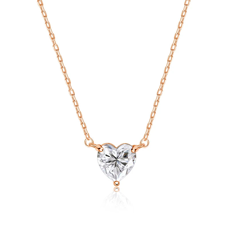 Smyoue 1CT 2CT 3CT Herzschliff zertifizierte Moissanit-Halskette für Damen, 18 Karat vergoldeter Schmuck, Sterlingsilber S925, Anhängerkette